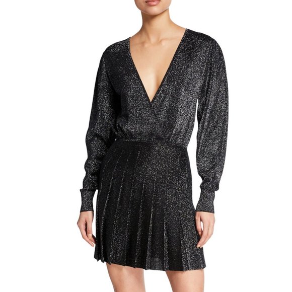Cushnie $1,195 Metallic Pleated Blouson Knit Dress - Picture 1 of 7